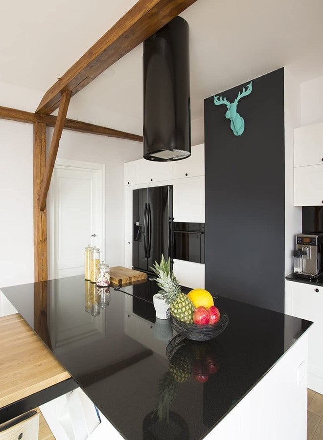 HAPPYMATES Black Marble Contact Paper Glossy Waterproof Self Adhesive Wallpaper for Kitchen Peel and Stick Backsplash Vinyl Removable Wall Paper Kitchen Countertop Wallpaper (24 X 78 Inch) - Image 2